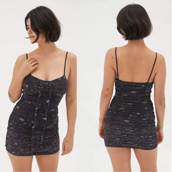 Urban Outfitters Tegan Mesh Bodycon Dress in Galaxy, XL NWT - Picture 2 of 7